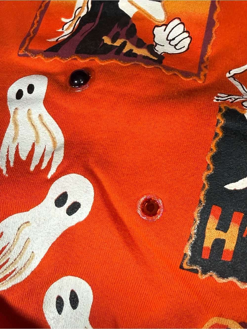 Vintage Happy Halloween Sweatshirt Mens XL Slim Fit (Estimated) Witch Skull 90s - Picture 2 of 10